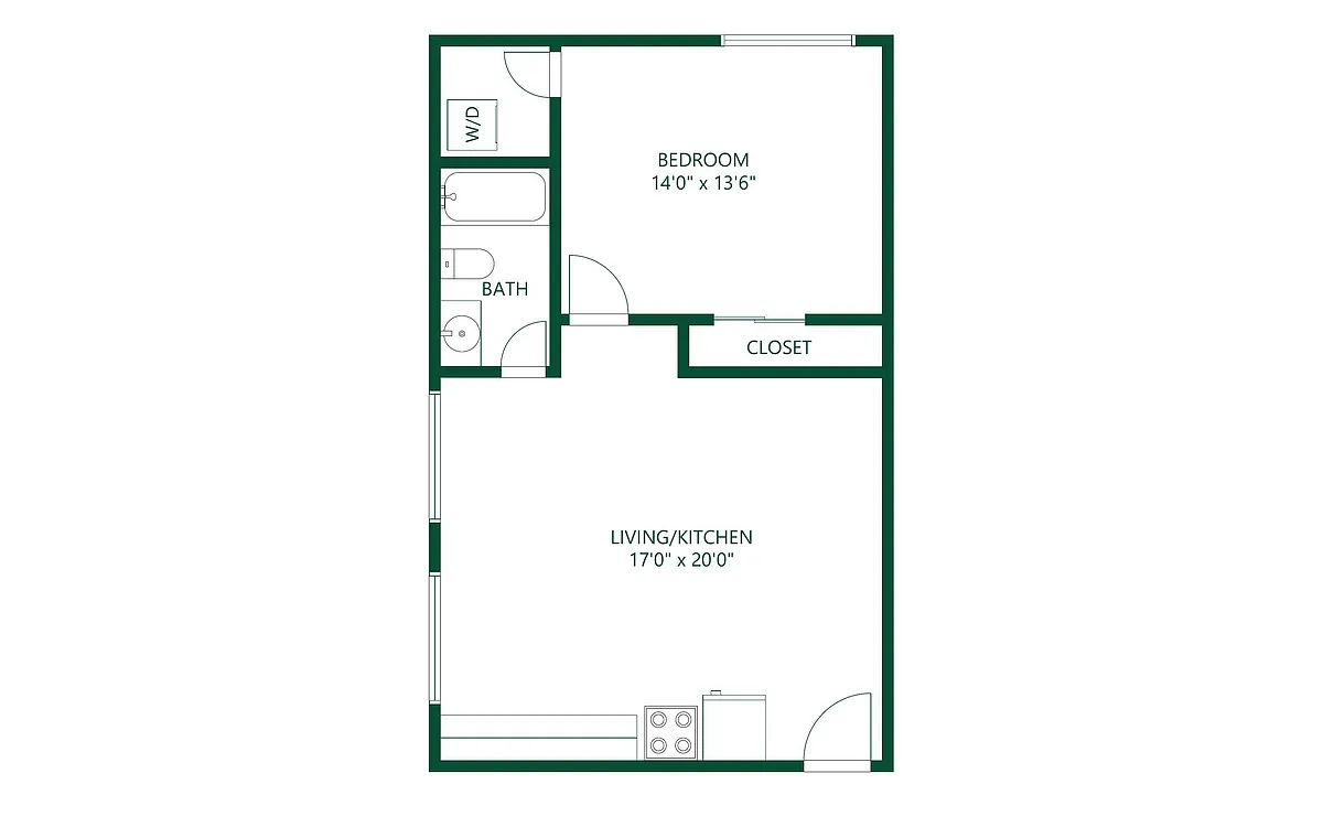 Floor plan 1 bedroom 1 bath
