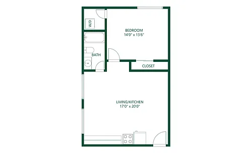 Floor plan 1 bedroom 1 bath