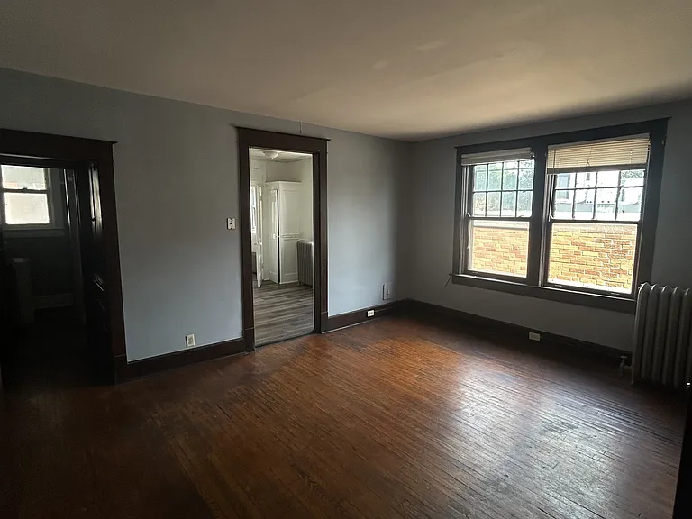 Living room looking (from left to right) Bathroom and Kitchen