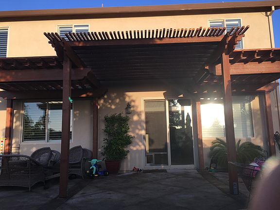 Newly stained pergola