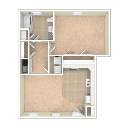 Floor plan 1 Bed_1 Bath Lower