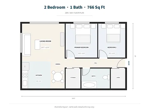 Floor plan Park 29 2BR 1BA