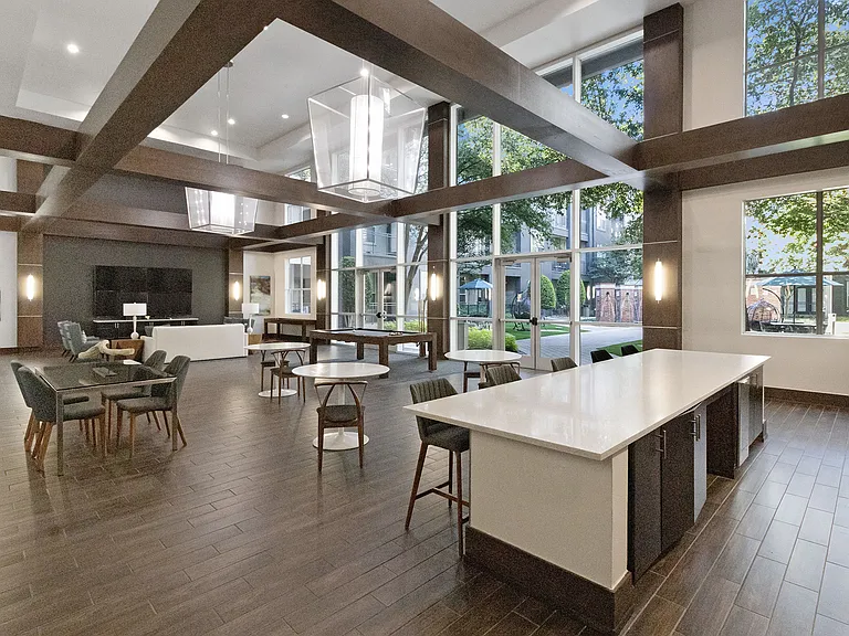 Resident game lounge with billiards and shuffle board
