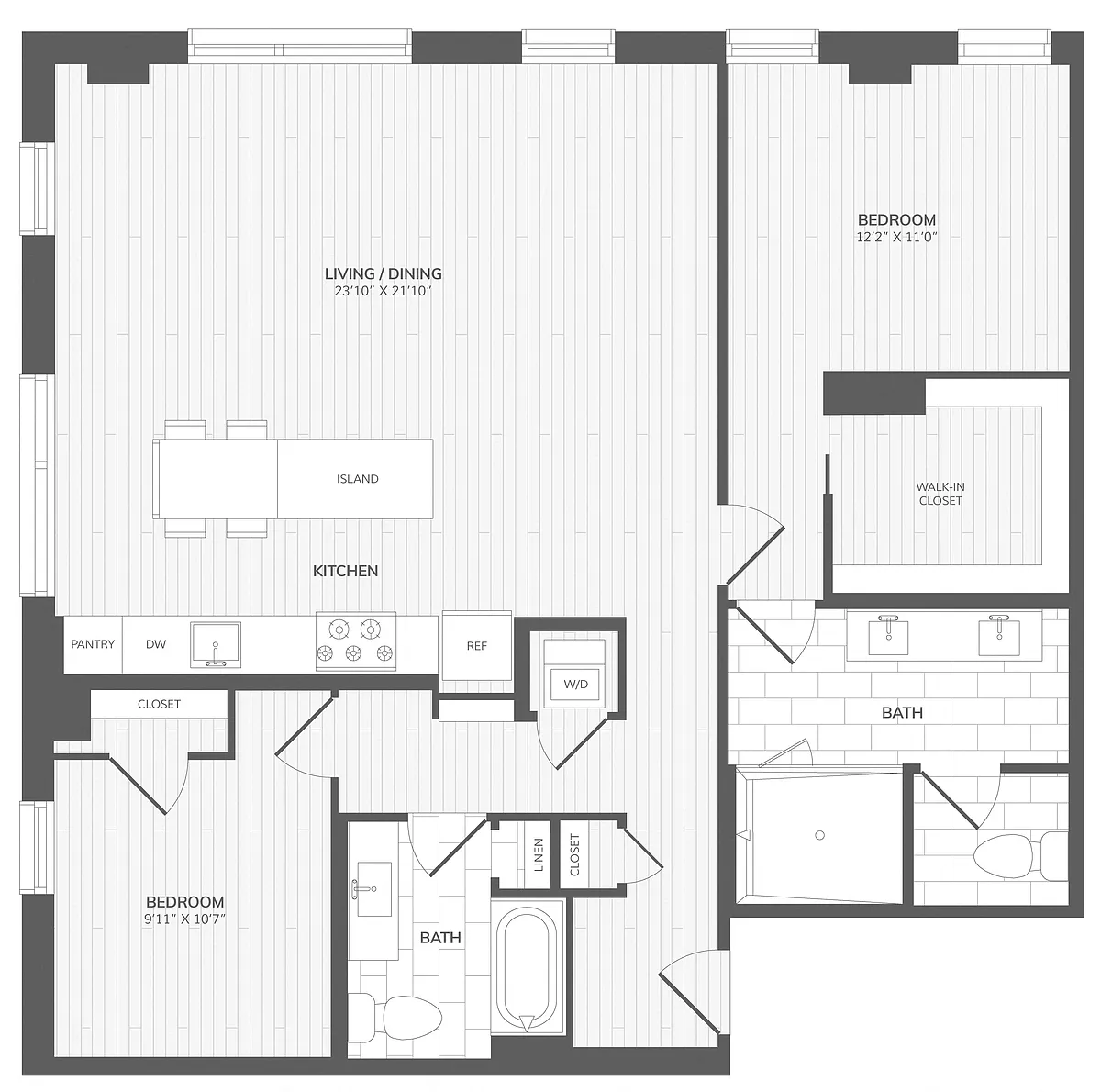 Floor plan 2 Bed/2 Bath-B8_Intersect at O