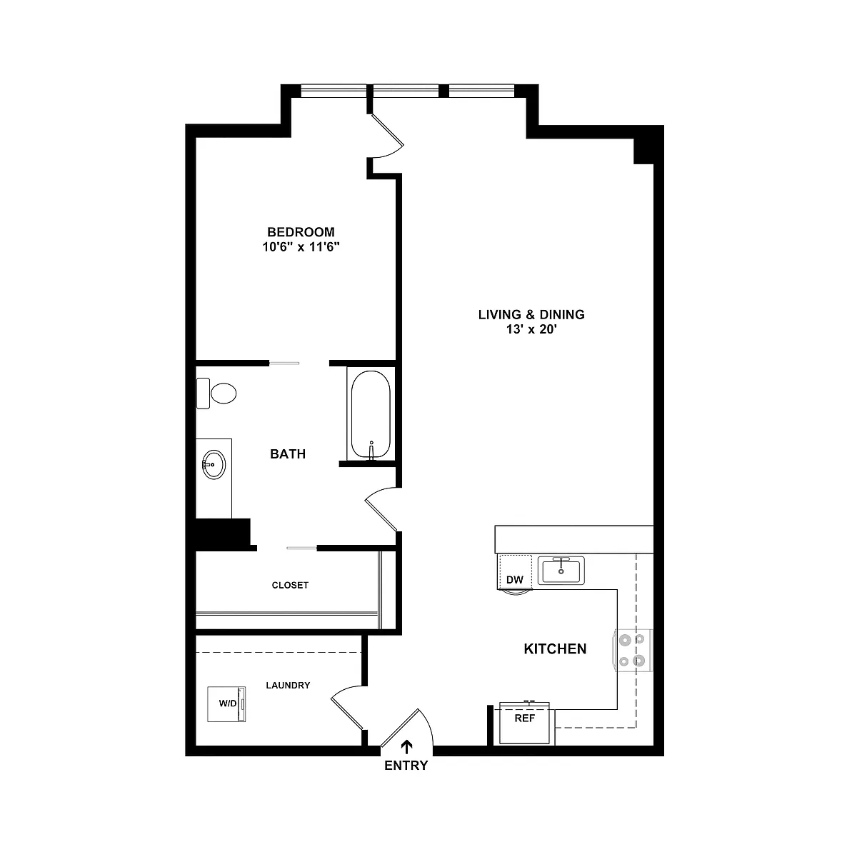 Floor plan 1 Bed/1 Bath