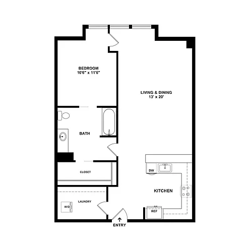 Floor plan 1 Bed/1 Bath