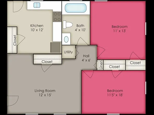 Floor plan 1X1 Reno - 1 Bedroom 1 Bath Reno