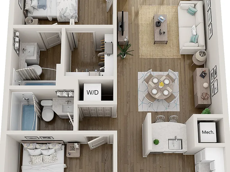 Unit B1 - 2 Bedrooms, 2 Bath Unit B1 - 2 Bedrooms, 2 Bath