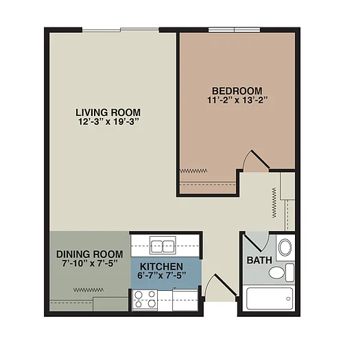 Floor plan 1A - 1 Bedroom