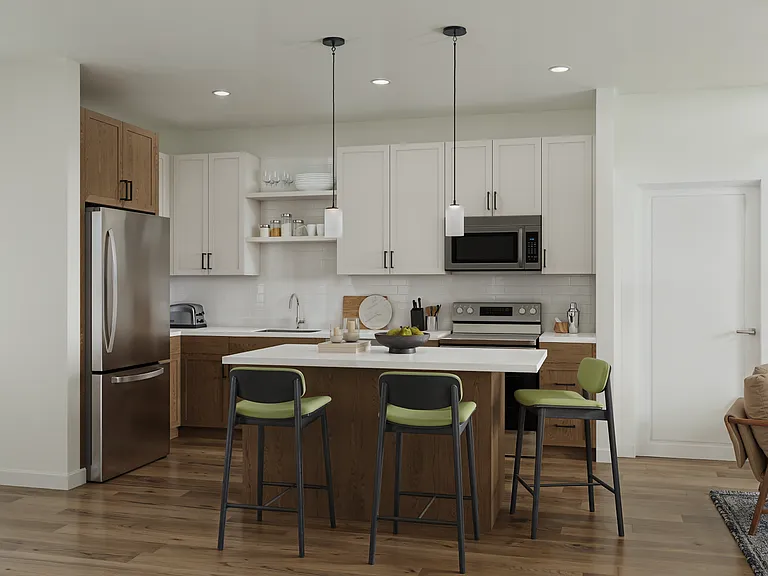 The Truette Apartments Open Kitchen with Kitchen Island