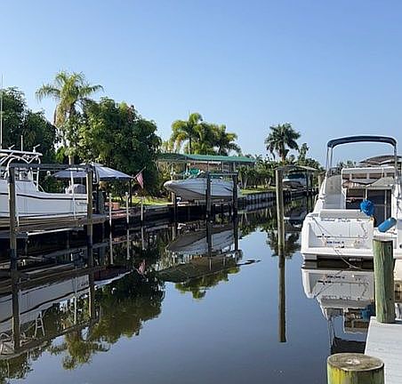 View of canal behind house