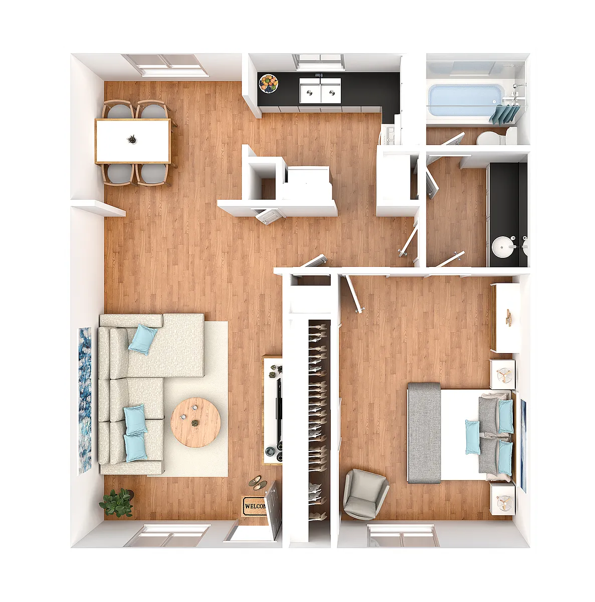 Floor plan Natchez Village 1 Bedroom