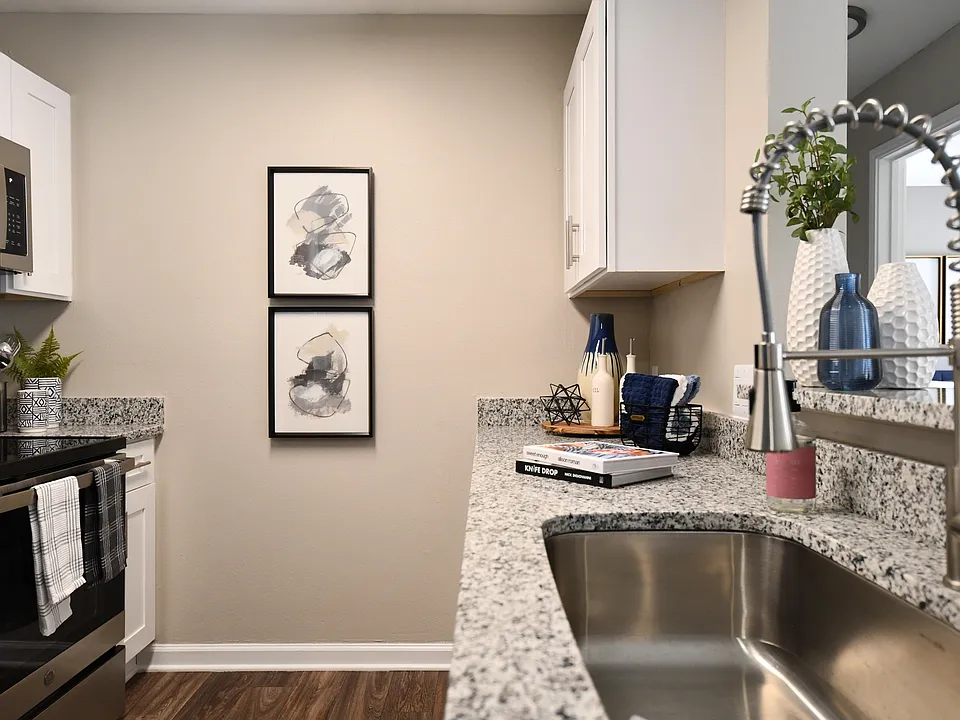 Galley Style Kitchen with upgrades Cabinets, Counters and Appliances