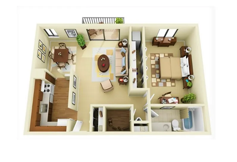 Floor plan 1 Bedroom / 1 Bathroom