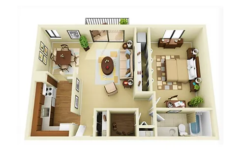 Floor plan 1 Bedroom / 1 Bathroom
