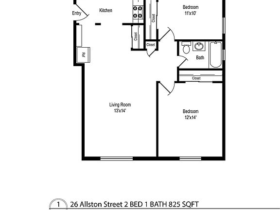 2-BD Floor Plan