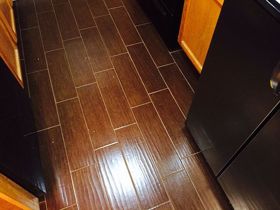 Beautiful modern new wood tile floors.