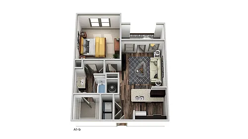 Floor plan A1 - One Bedroom, One Bathroom