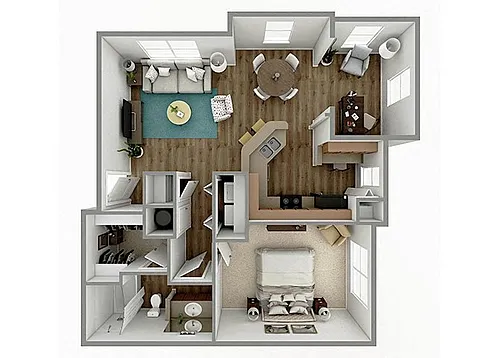 Floor plan 1 Bed 1 Bath + Sunroom - A4