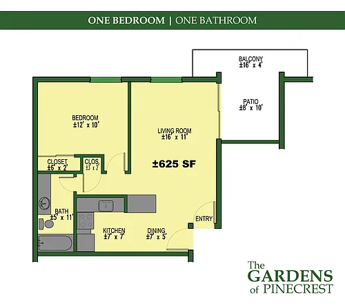 Floor plan One Bedroom with Balcony/Patio