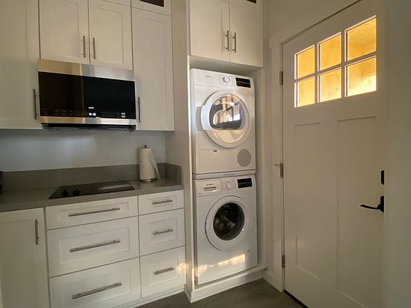 View of the Bosch stacked washer dryer unit