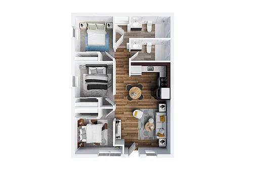 Floor plan 3BR/2BA - B