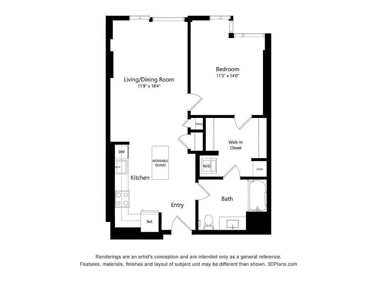 Floor plan A01A - 1 Bedroom