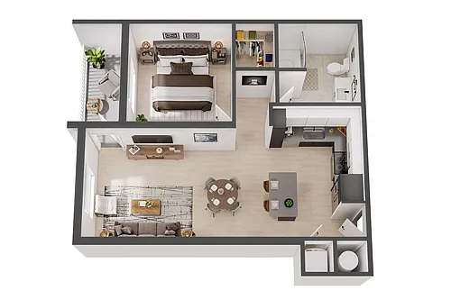 Floor plan 1 Bed/ 1 Bath-A5