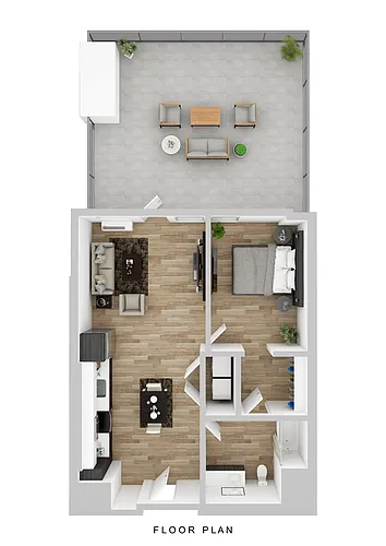 Floor plan Cascara - 1 Bed A1 Extra Large Patio (ANSI)