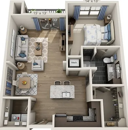 Floor plans are artist's rendering. All dimensions are approximate. Actual product and specifications may vary in dimension or detail. Not all features are available in every apartment. Prices and availability are subject to change. Floor plans are artist