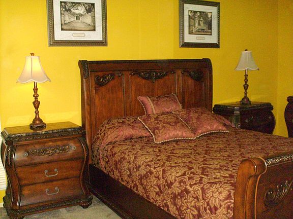 Master Bedroom with SleighBed and Blue Granite Tables