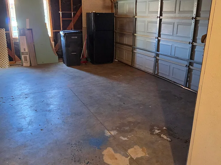 Garage with newer garage door
