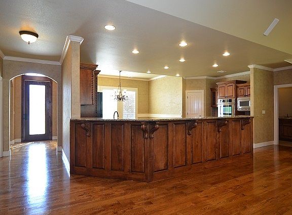 Serving island opens to living room