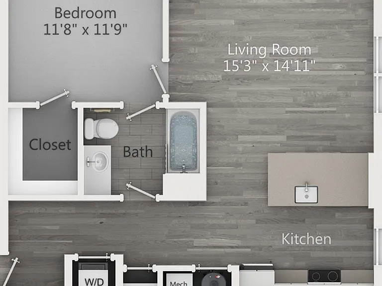 One Bedroom One Bathroom (720 SF) One Bedroom One Bathroom (720 SF)