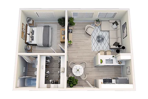 Floor plan 1 Bedroom, 1 Bath