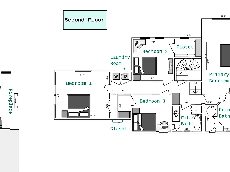 Floor plan laid out horizontally