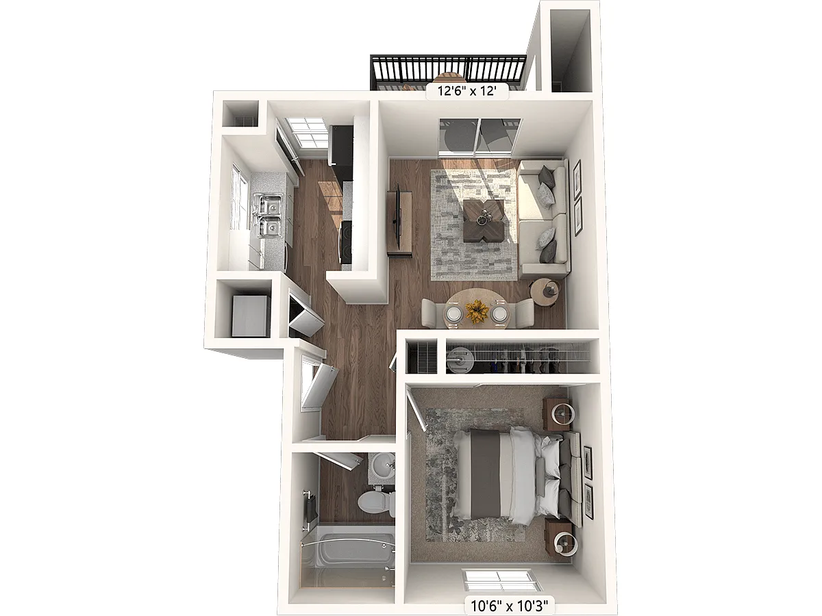 Floor plan 1 BED 1 BATH A