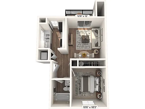 Floor plan 1 BED 1 BATH A