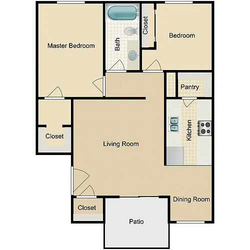 Floor plan 2 Bed 1 Bath Cottage