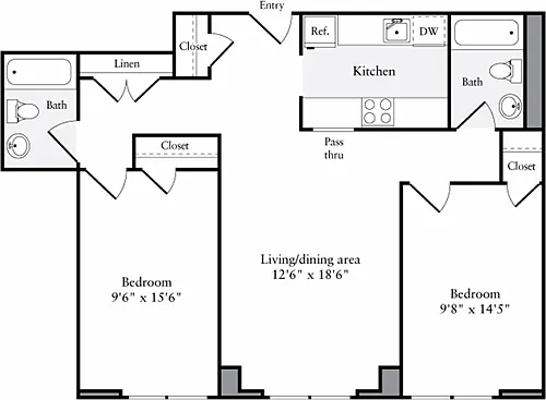 Floor plan The Lofts 2 Bedrooms K