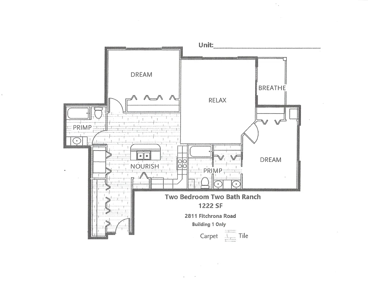 Floor plan Two Bedroom Ranch