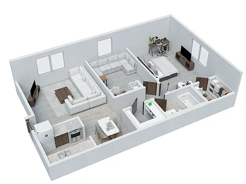 Floor plan 2 BD 1 BA
