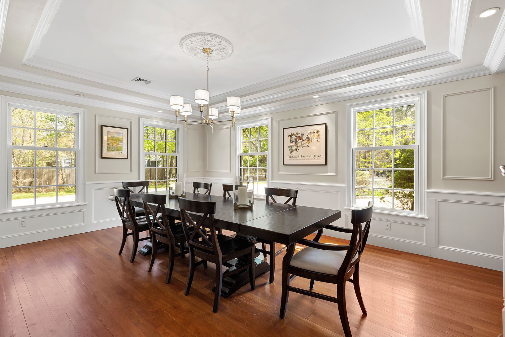  Formal Dining room, Custom Mill work, Knee high custom windows.