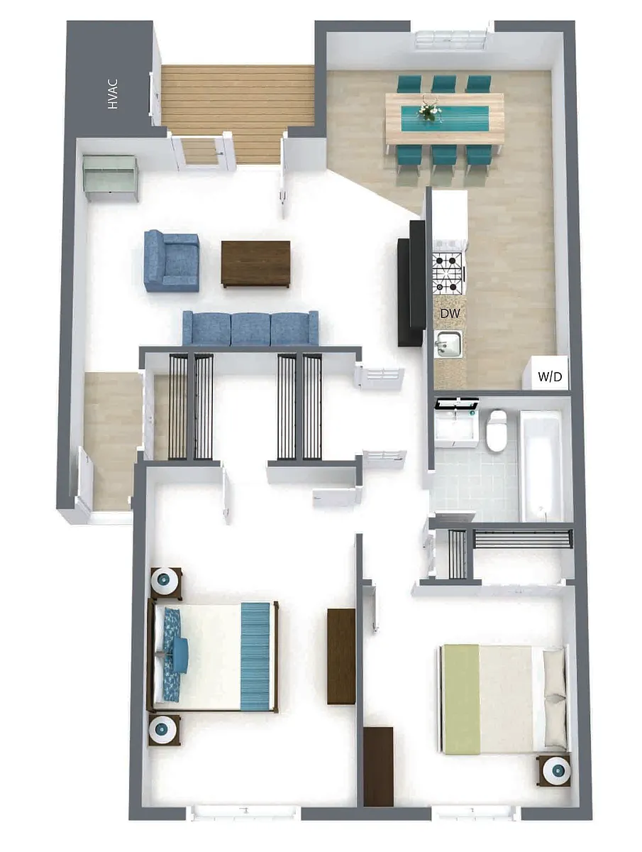 Floor plan 2 Bedroom 1 Bath