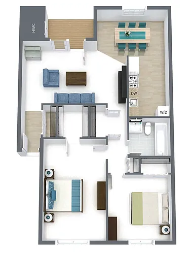 Floor plan 2 Bedroom 1 Bath