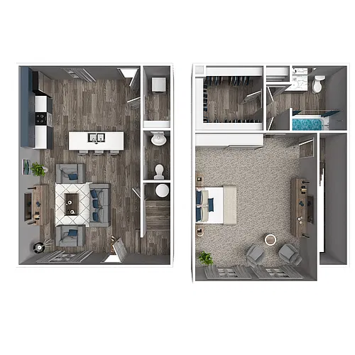 Floor plan 1 Bedroom 1.5 Bath