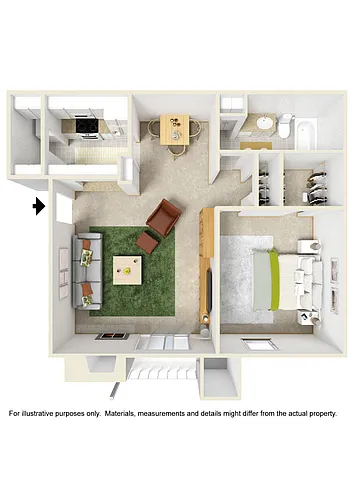 Floor plan Large 1 bed 1 bath