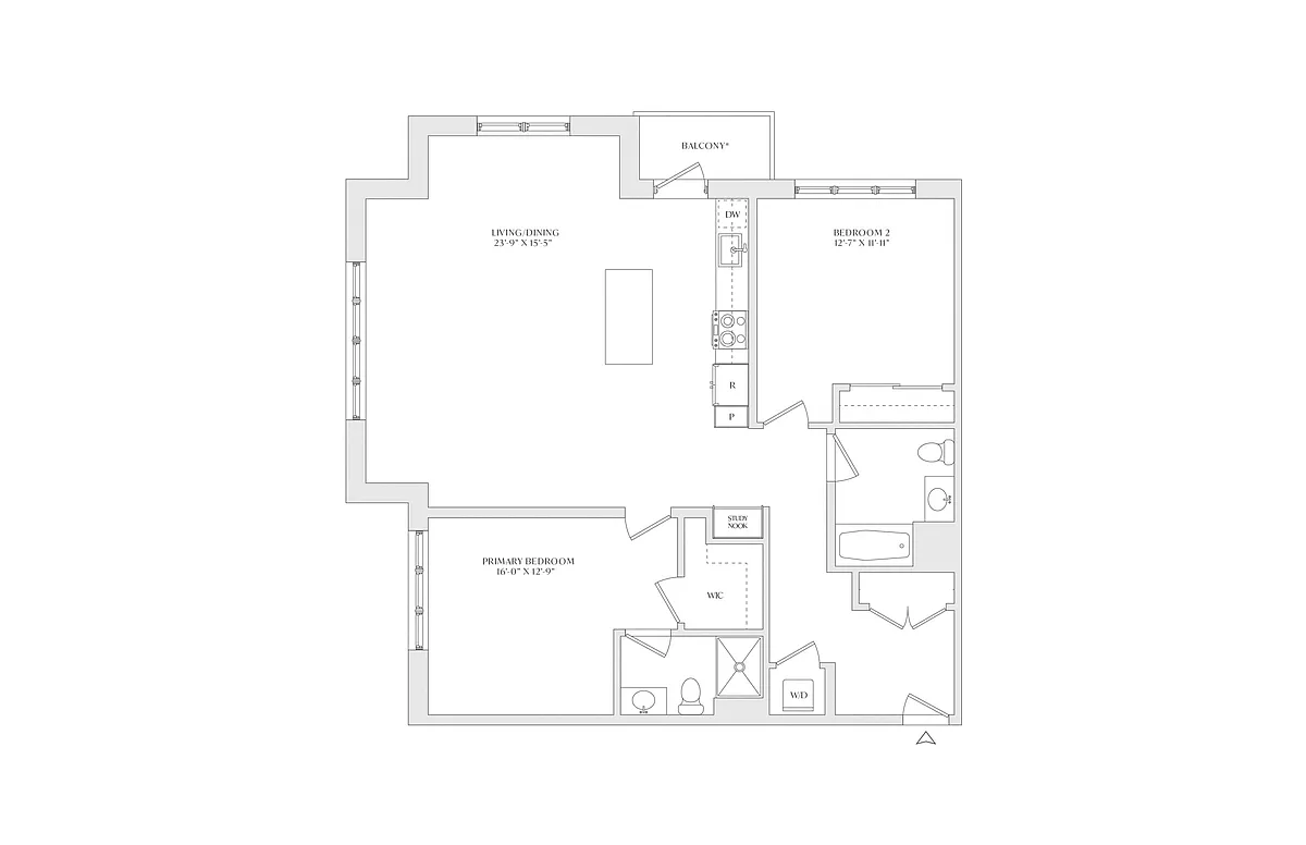 Floor plan 2 Bed/2 Bath-B1