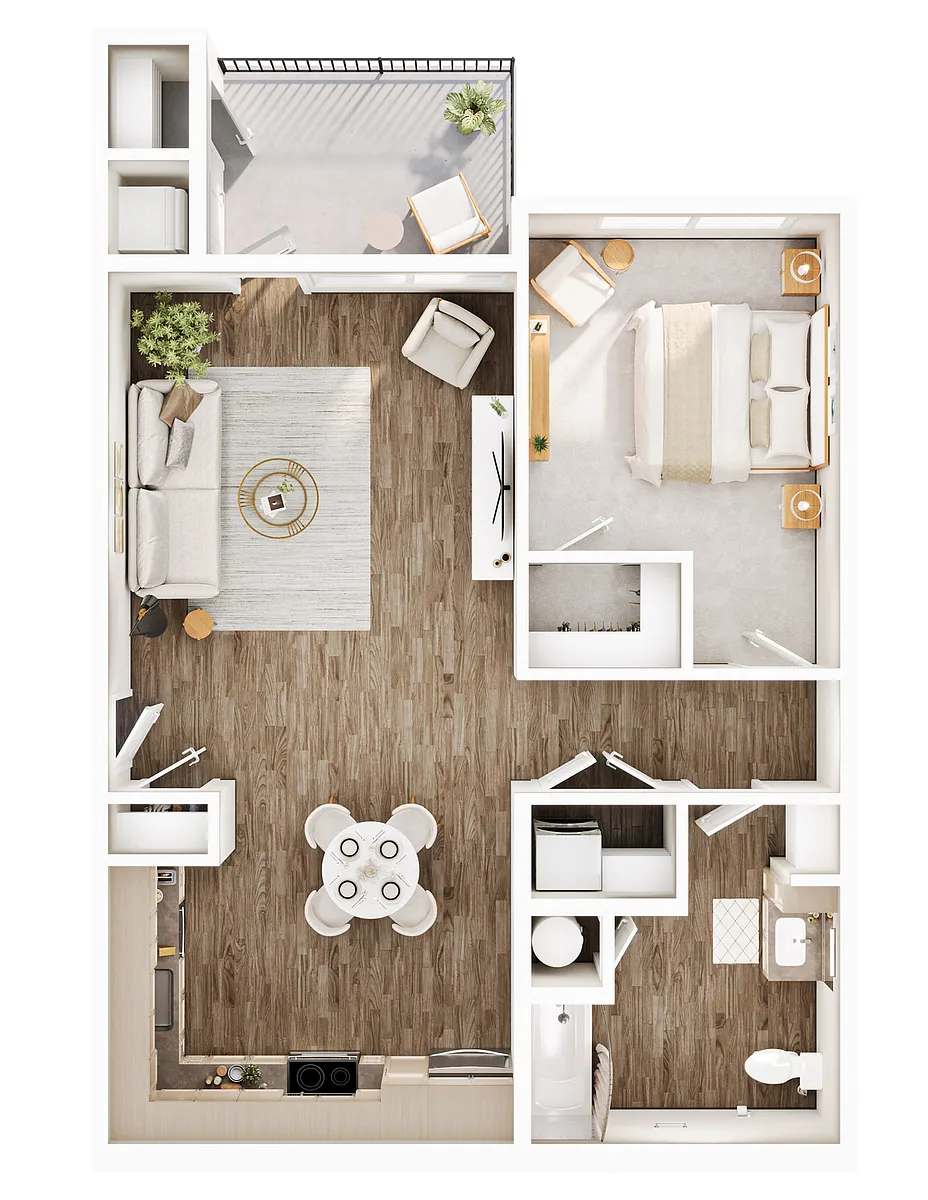 Floor plan One Bedroom 50 AMI