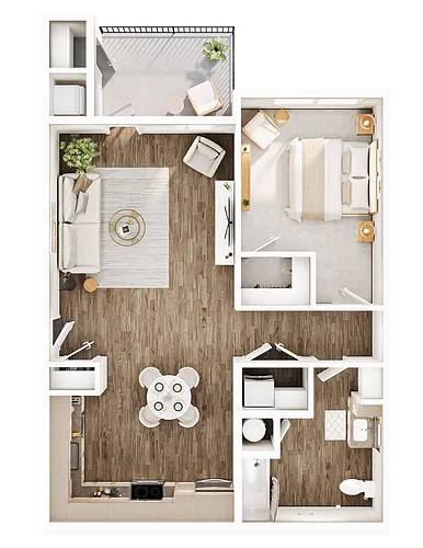 Floor plan One Bedroom 40 AMI